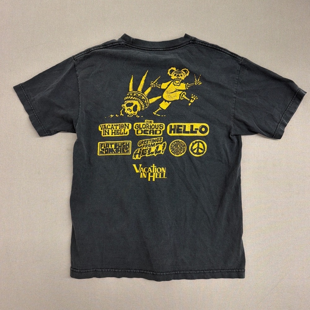 Flatbush Zombies Vacation In Hell T-Shirt Mens M Black Yellow Glorious Dead Tee